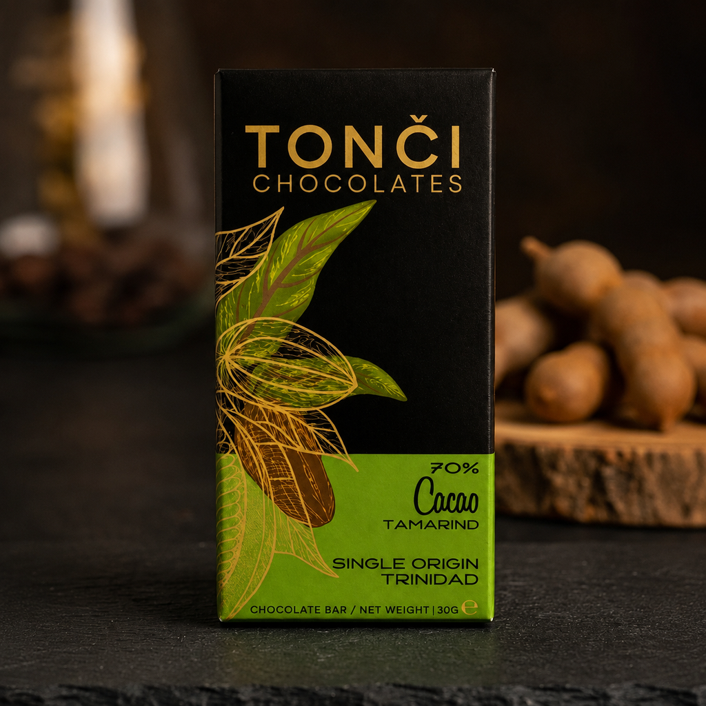12x30g TONČI 70% Tamarind Dark Chocolate | Single-Origin Trinidad Chocolate Bar
