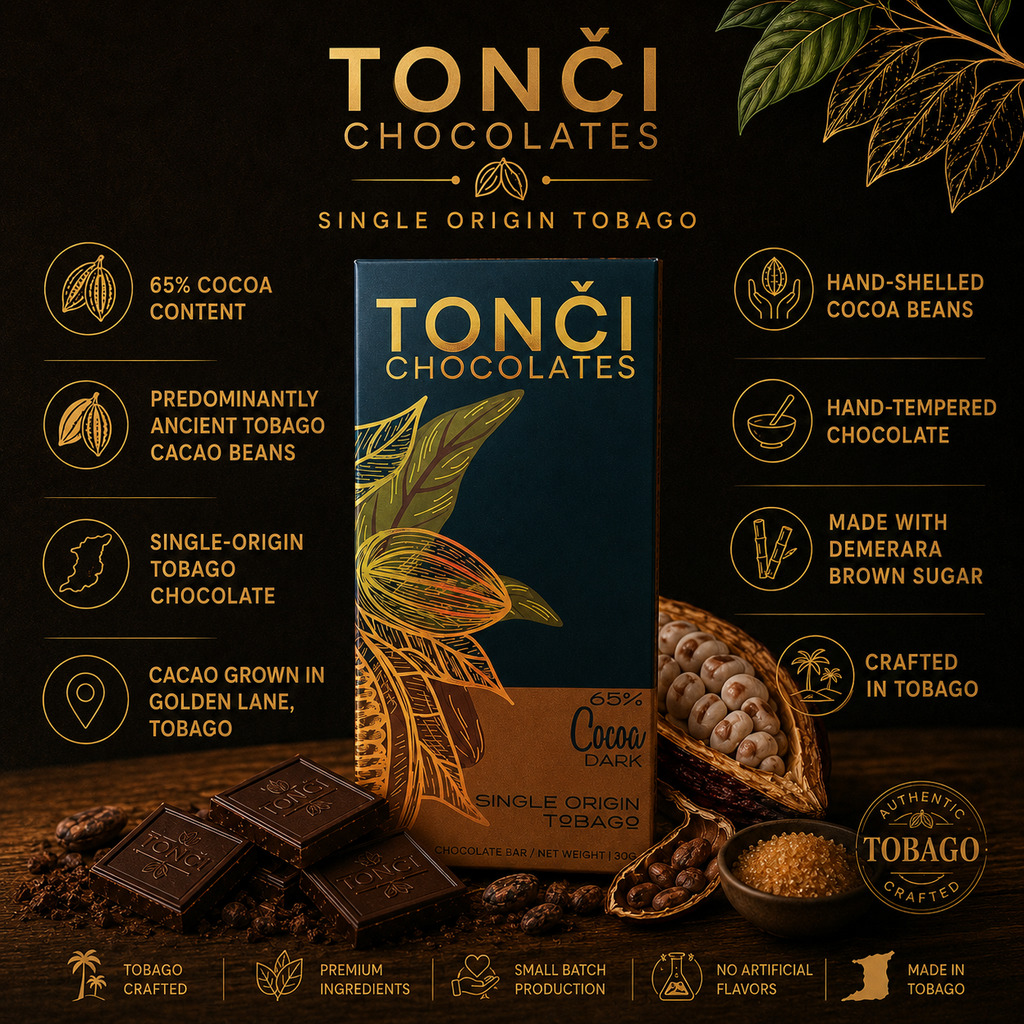 12x30g TONČI 65% Dark Chocolate | Single-Origin Ancient Tobago Cacao