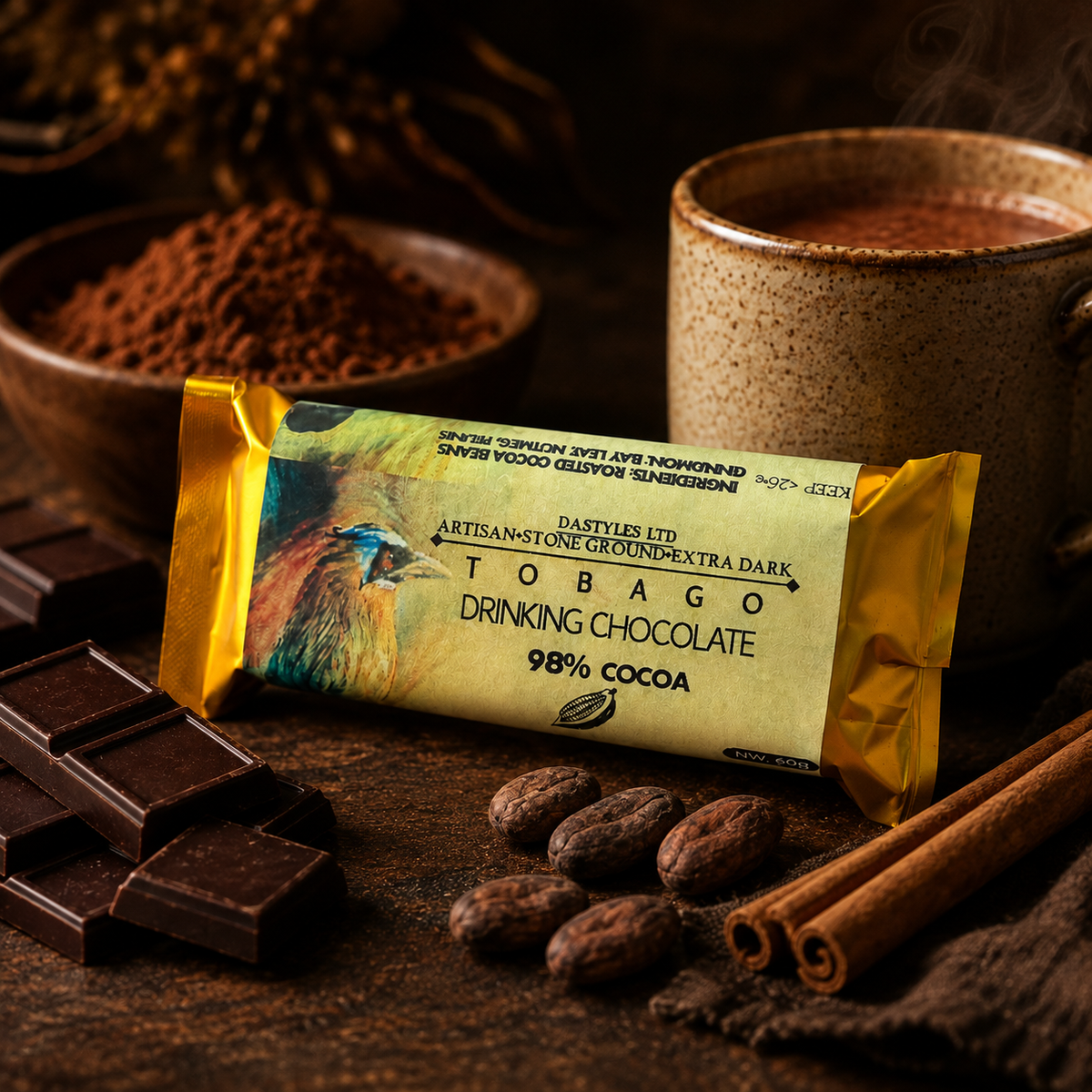 TONČI 98% Drinking Chocolate | Premium Extra Dark Caribbean Hot Chocolate
