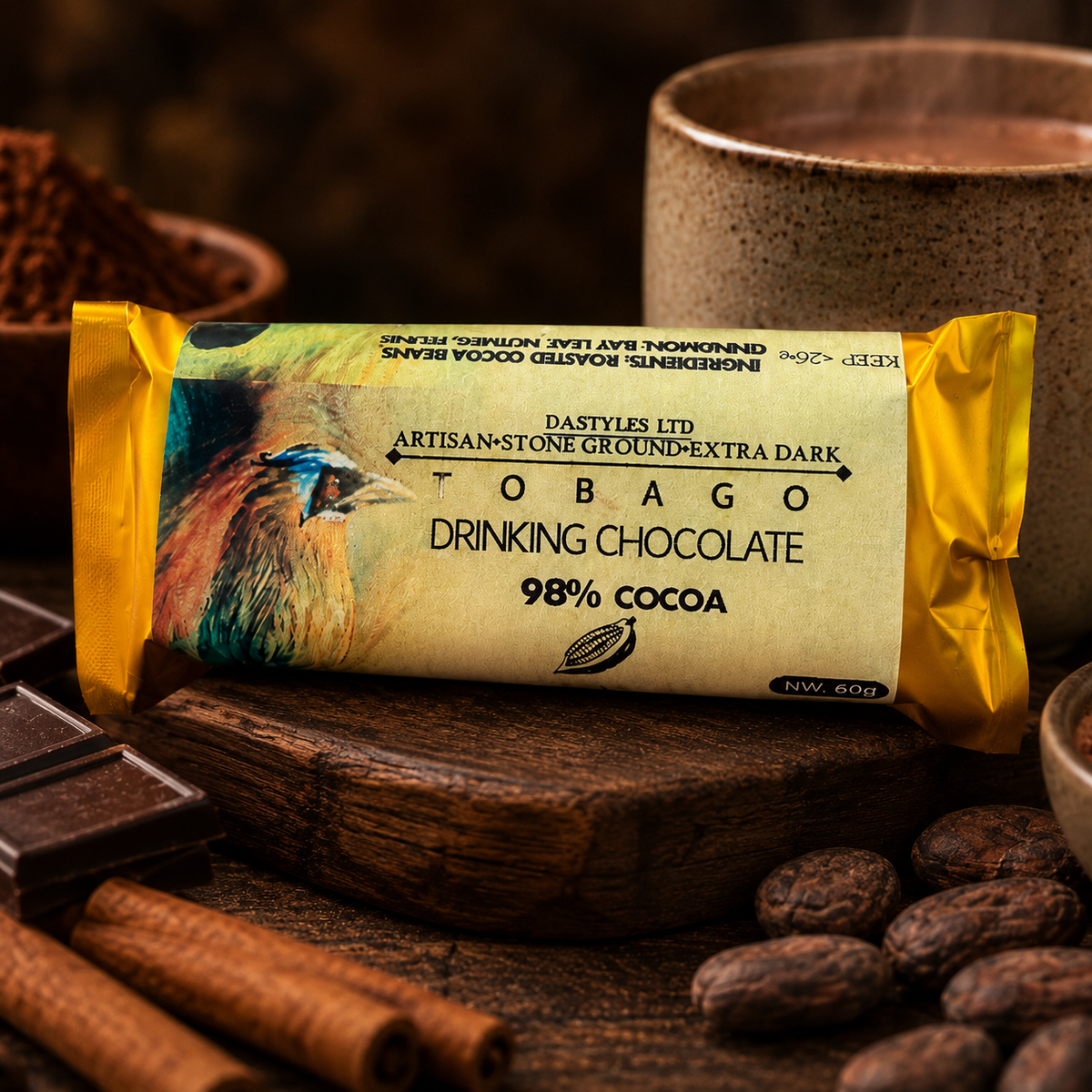TONČI 98% Drinking Chocolate | Premium Extra Dark Caribbean Hot Chocolate
