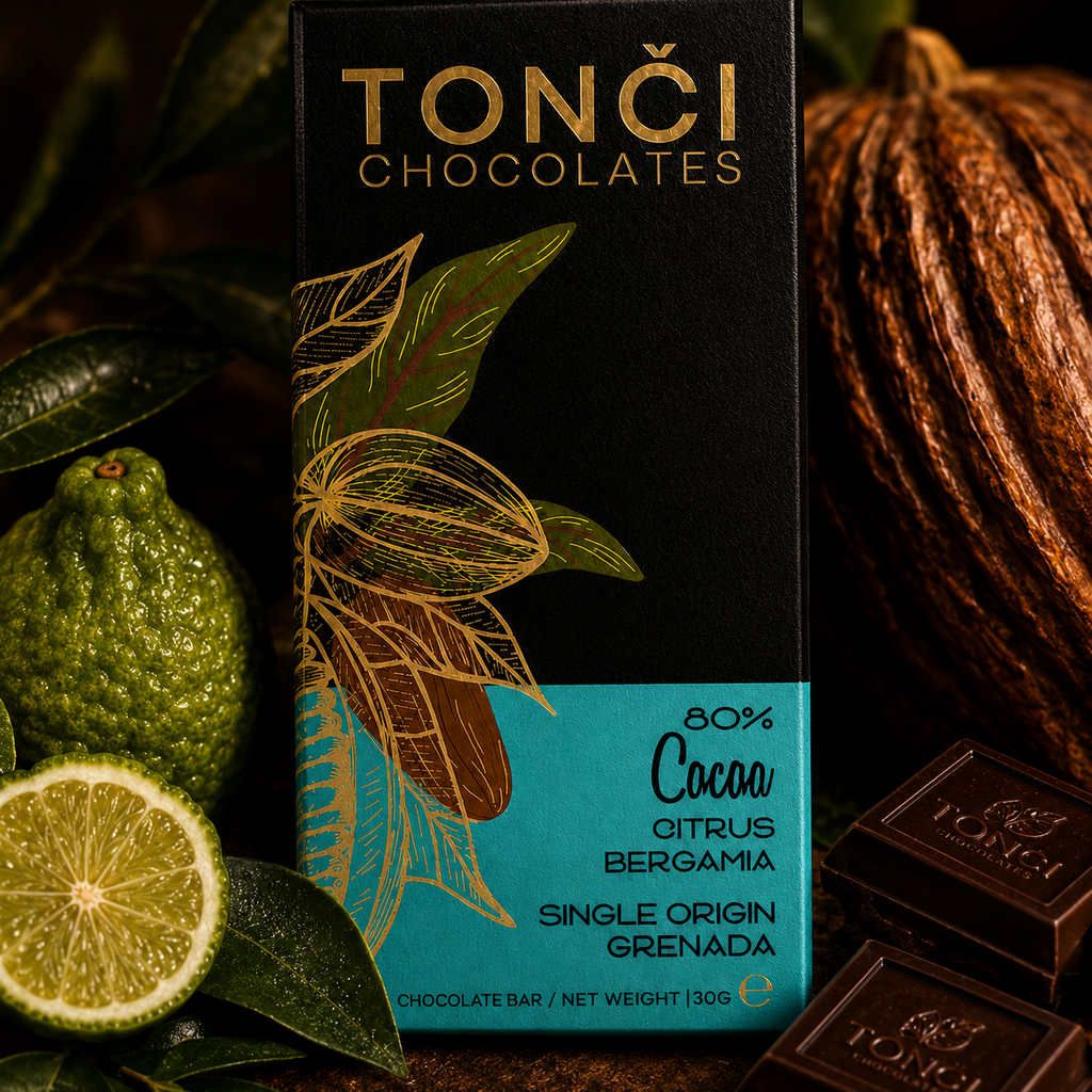 TONČI 80% Citrus Bergamia Dark Chocolate | Single-Origin Grenada Chocolate