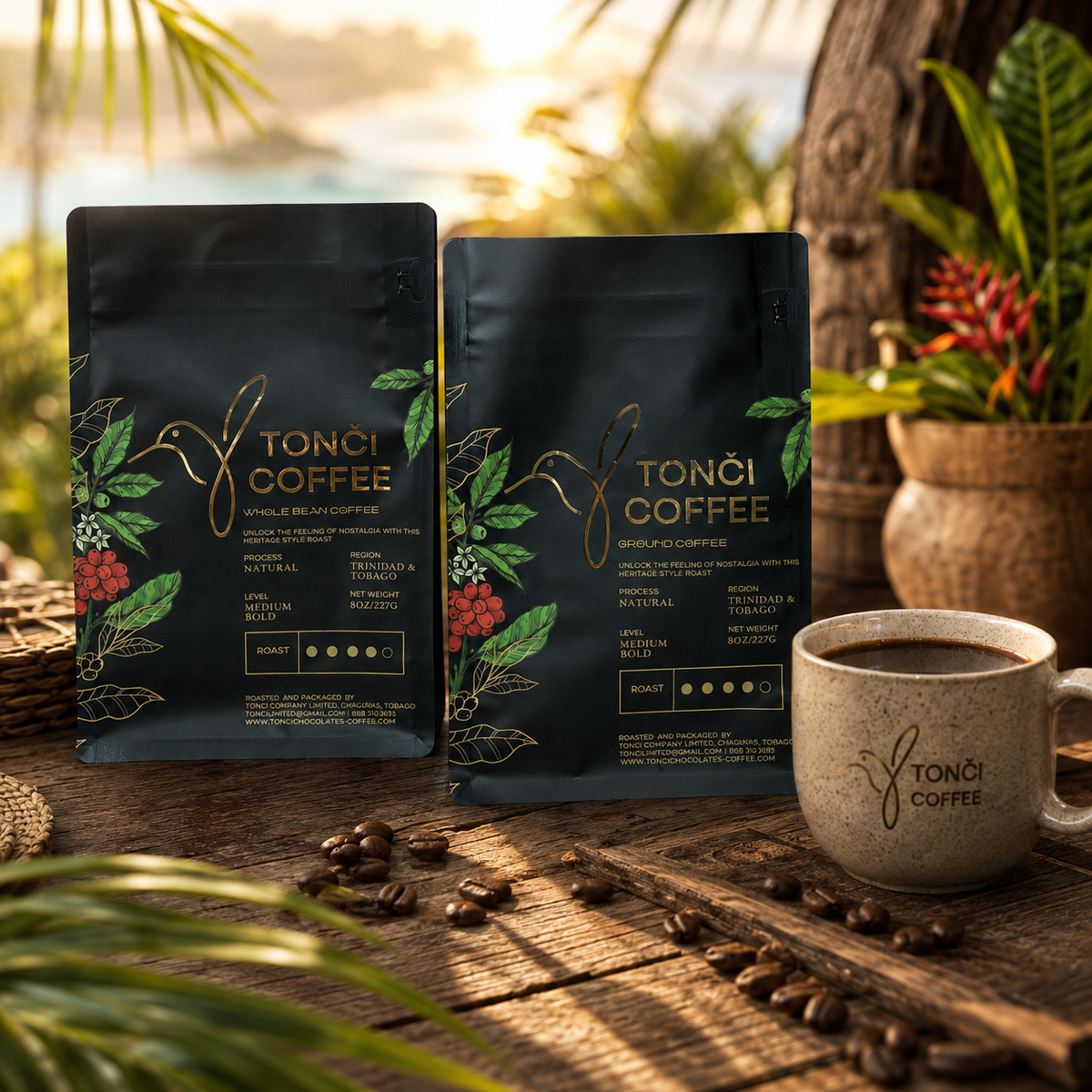 TONČI Premium Coffee | Caribbean Roasted Coffee Blend from Trinidad | 227 g